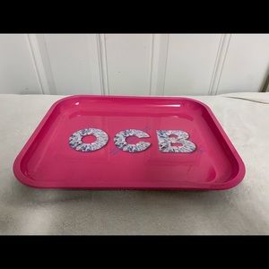 Pink metal decorative tray